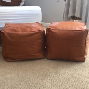 Set of 2 Moroccan Leather Poufs